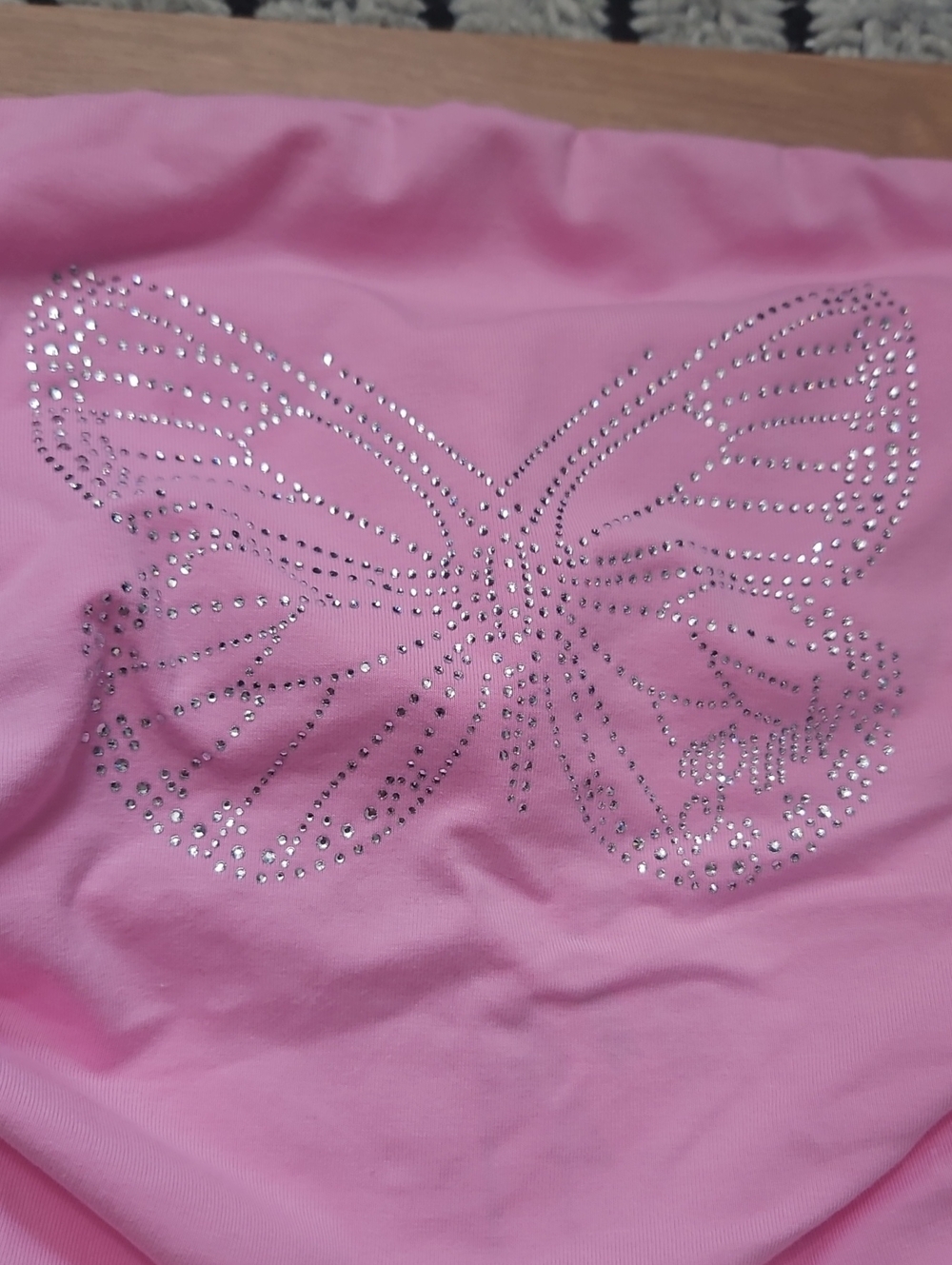 PINK VICTORIA'S SECRET All Day Ruched Tube Top Y2K PINK BUTTERFLY BLING New Med - Picture 3 of 12